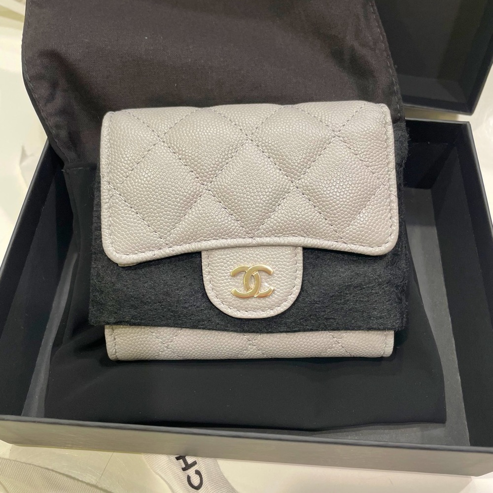 Chanel trifold classic flap wallet